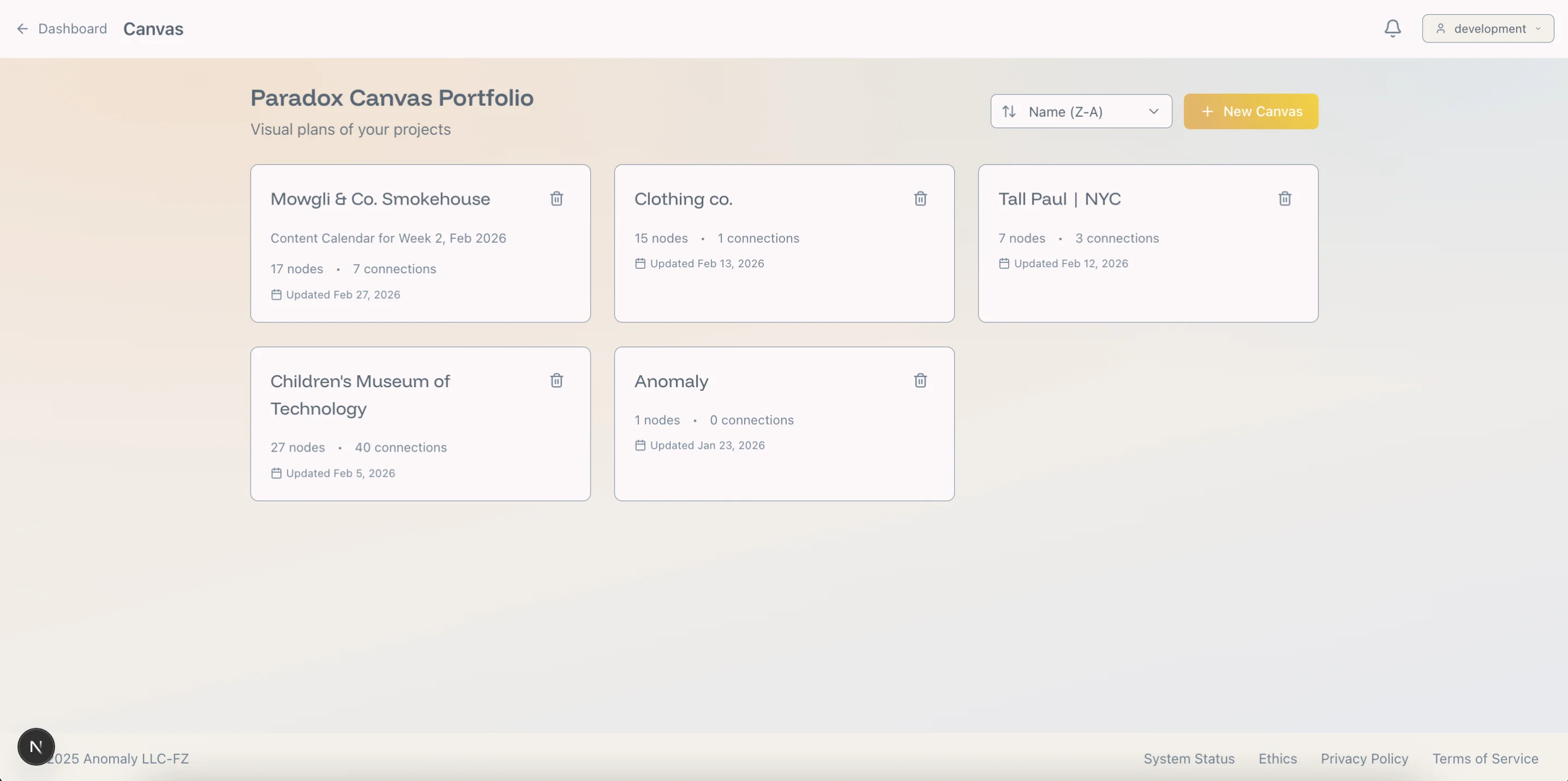Continuity and context view in Paradox Canvas