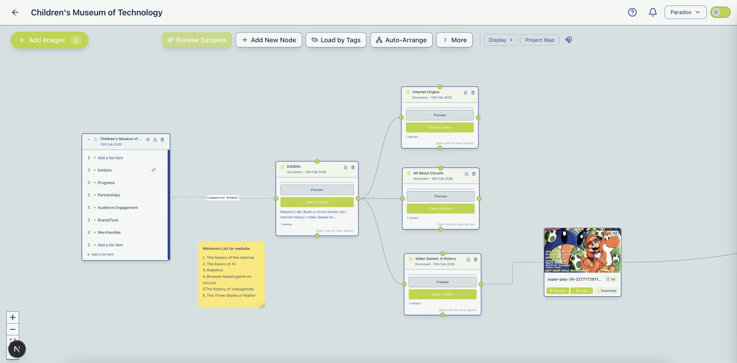 Paradox Canvas planning view