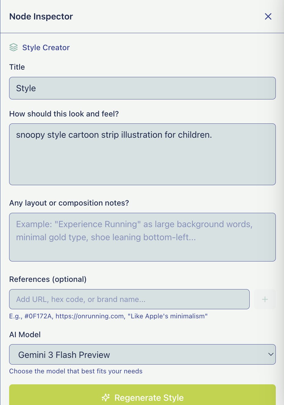 Generate Style input modal
