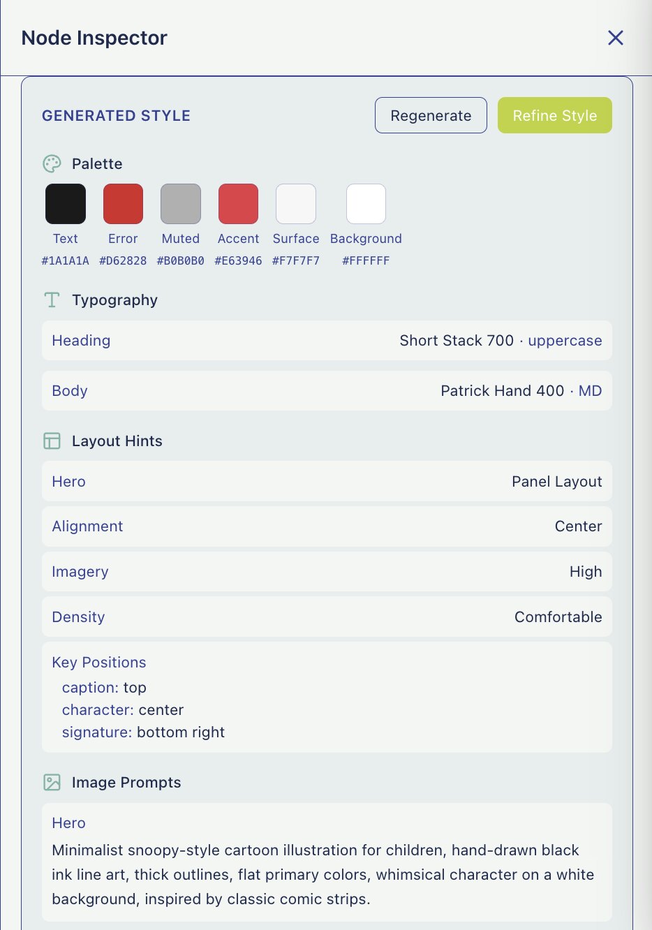 Generated style output created by AI