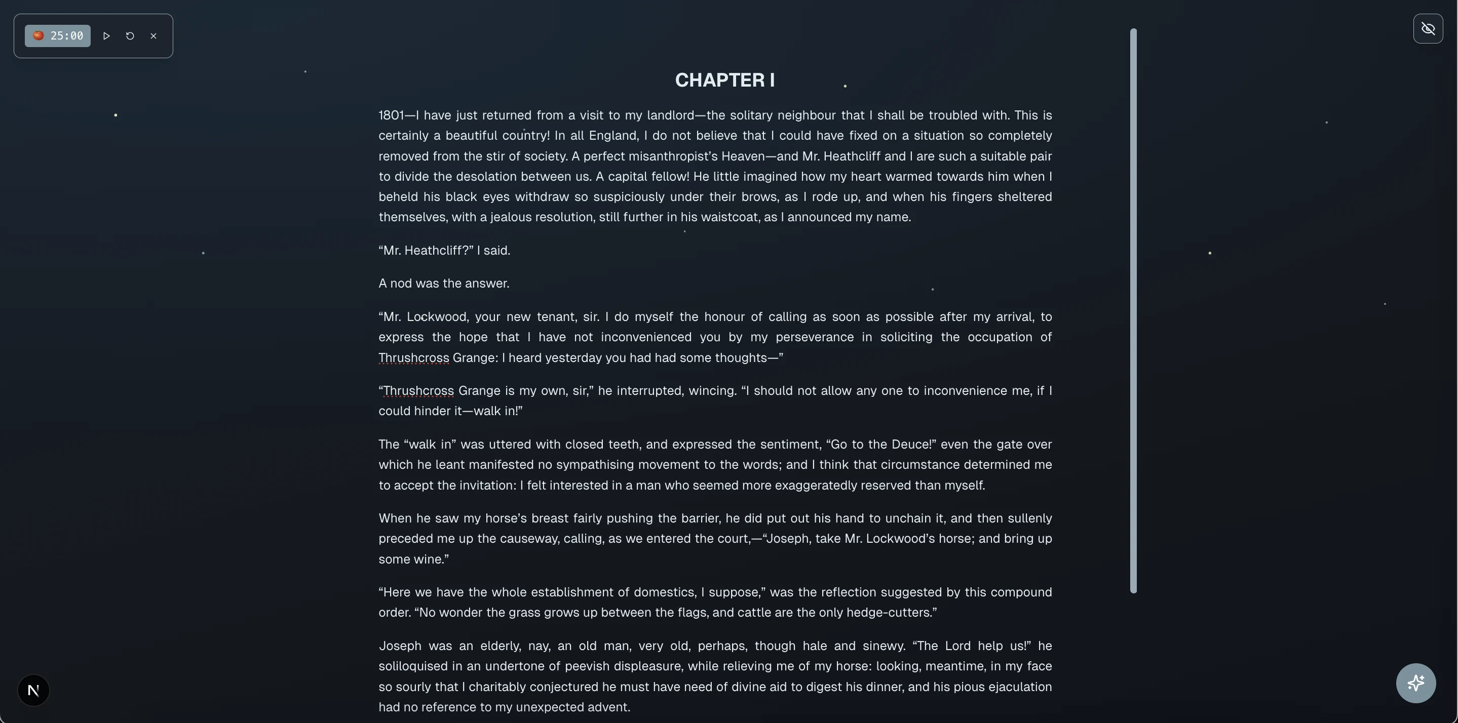 Expanded view of Focus Mode with Pomodoro timer in Paradox Editor